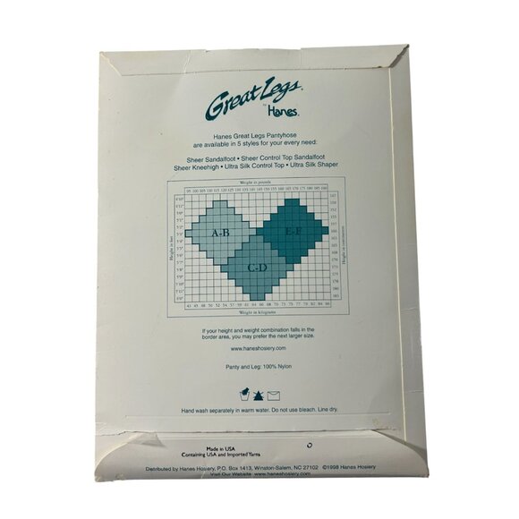 Vintage 90s Hanes Great Legs Pantyhose Sheer Sandalfoot Barely There Size CD - Picture 2 of 6